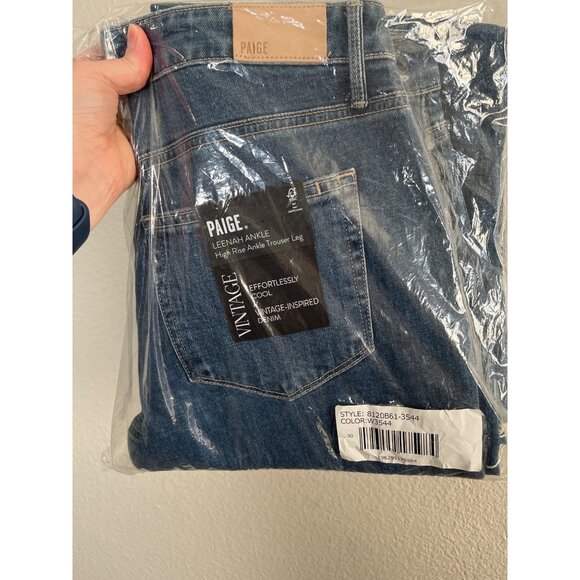 Paige Womens Leenah High Rise Ankle Trouser Straight Jeans dark wash size 30 - Picture 3 of 4